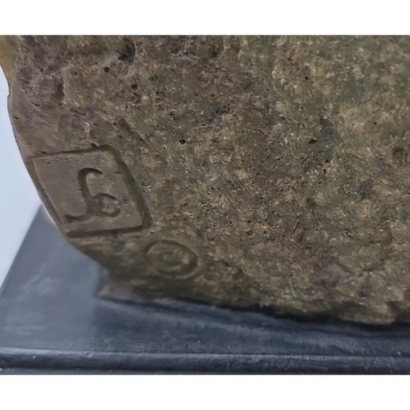 Frank‎ Eliscu signed Olive Green Owl Sculpture and base "Owl Mother And Chick" - Picture 9 of 12